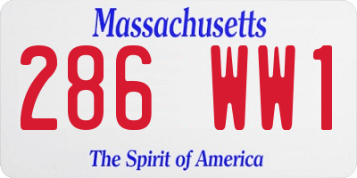 MA license plate 286WW1