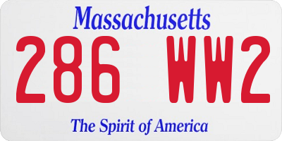 MA license plate 286WW2