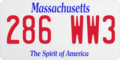 MA license plate 286WW3