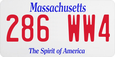 MA license plate 286WW4