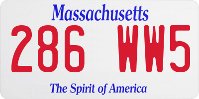 MA license plate 286WW5