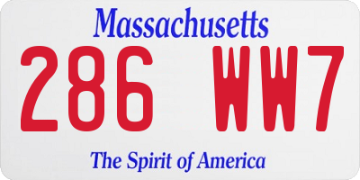 MA license plate 286WW7