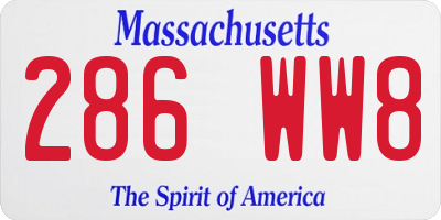 MA license plate 286WW8