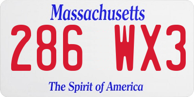 MA license plate 286WX3