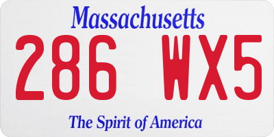 MA license plate 286WX5