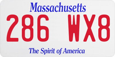 MA license plate 286WX8