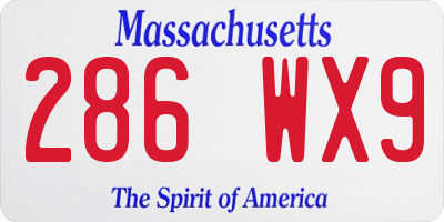 MA license plate 286WX9