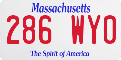MA license plate 286WY0