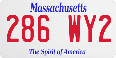 MA license plate 286WY2