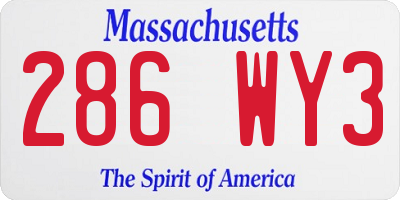 MA license plate 286WY3