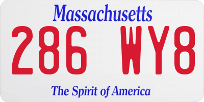 MA license plate 286WY8