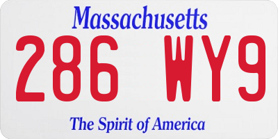 MA license plate 286WY9