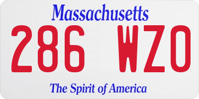 MA license plate 286WZ0