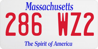 MA license plate 286WZ2