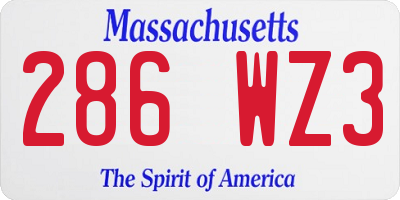 MA license plate 286WZ3