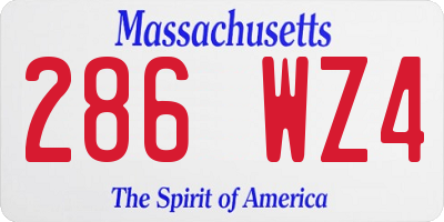 MA license plate 286WZ4