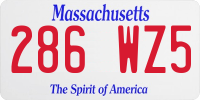 MA license plate 286WZ5