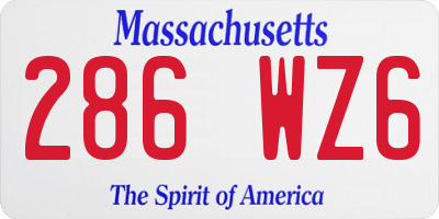 MA license plate 286WZ6