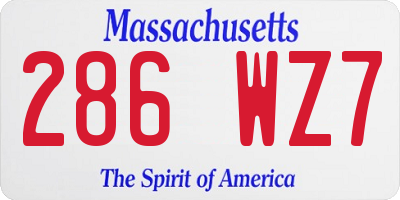 MA license plate 286WZ7