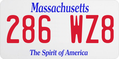 MA license plate 286WZ8