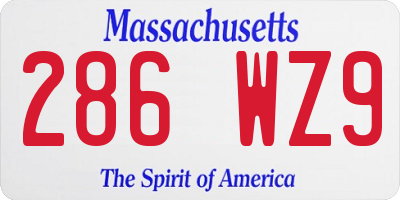MA license plate 286WZ9
