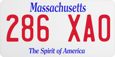 MA license plate 286XA0