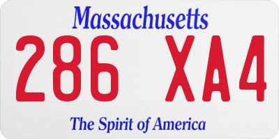 MA license plate 286XA4