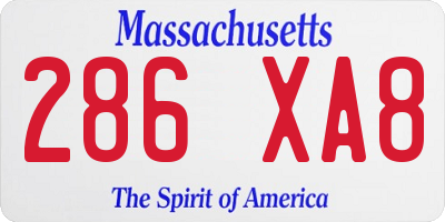 MA license plate 286XA8