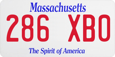 MA license plate 286XB0