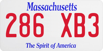 MA license plate 286XB3