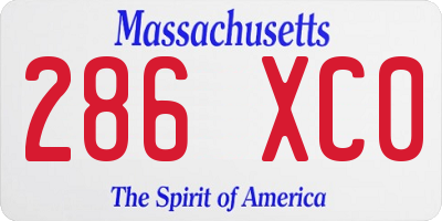 MA license plate 286XC0