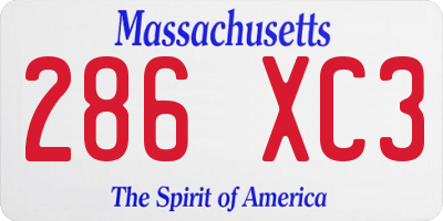 MA license plate 286XC3