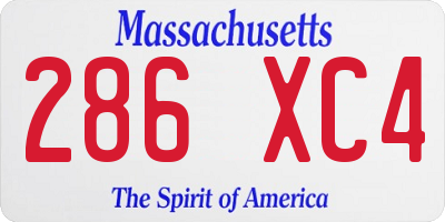 MA license plate 286XC4