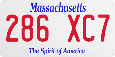 MA license plate 286XC7
