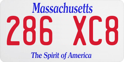 MA license plate 286XC8