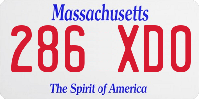 MA license plate 286XD0