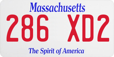 MA license plate 286XD2