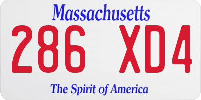MA license plate 286XD4