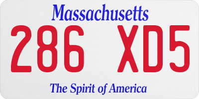 MA license plate 286XD5