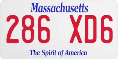 MA license plate 286XD6