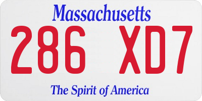 MA license plate 286XD7