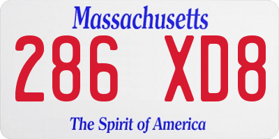 MA license plate 286XD8