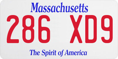 MA license plate 286XD9