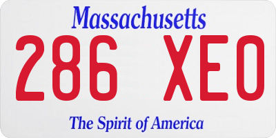 MA license plate 286XE0