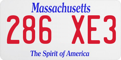 MA license plate 286XE3