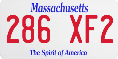MA license plate 286XF2