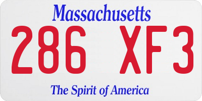 MA license plate 286XF3