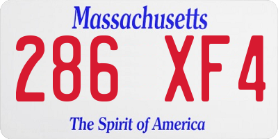 MA license plate 286XF4