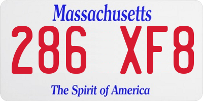 MA license plate 286XF8
