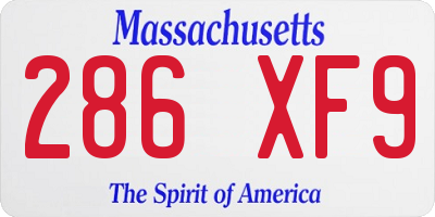 MA license plate 286XF9